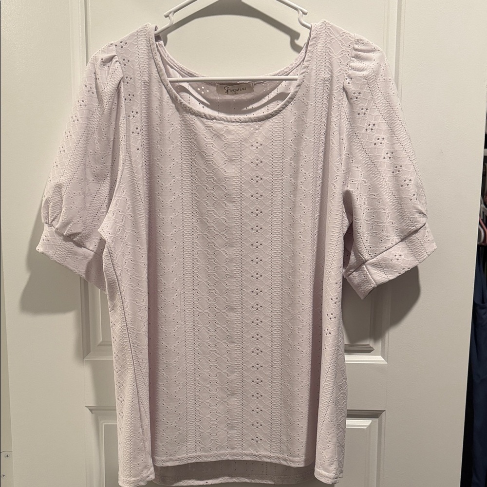 Snowflake Elegant White Eyelet Women's Top